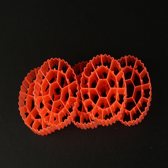 빨간색 / 노란색 플라스틱 MBBR 바이오 미디어 K1 500 m2/m3 표면 면적 흰색