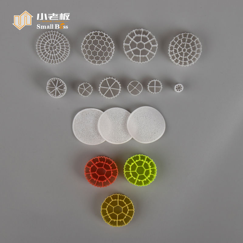 PE38 PE 플라스틱 물질 FDA 감사 800m2/m3 Mbbr 바이오 필터 운반기